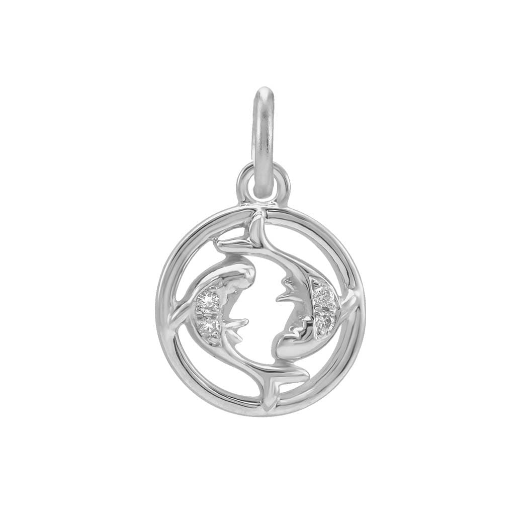 Pisces zodiac charm in 14K white gold with .01ct diamond
