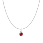 Handmade 14K white gold-Ruby-Birthstone Charm Necklace makes a peferfect birthstone gift