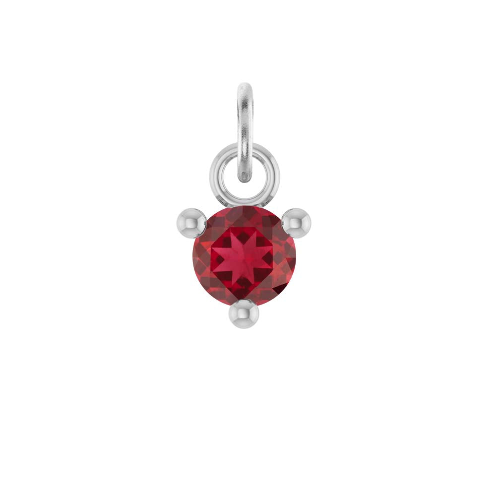 Tiny 14K white gold Ruby birthstone charm handmade in the USA