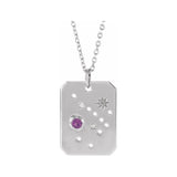 14K white gold Sagittarius constellation necklace with diamonds and birthstone on gold chain(Nov-22---Dec-21) variant--Sagittarius variant--14K-white-gold