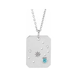 14K white gold Scorpio constellation necklace with diamonds and birthstone on gold chain(Oct-23---Nov-21) variant--Scorpio variant--14K-white-gold