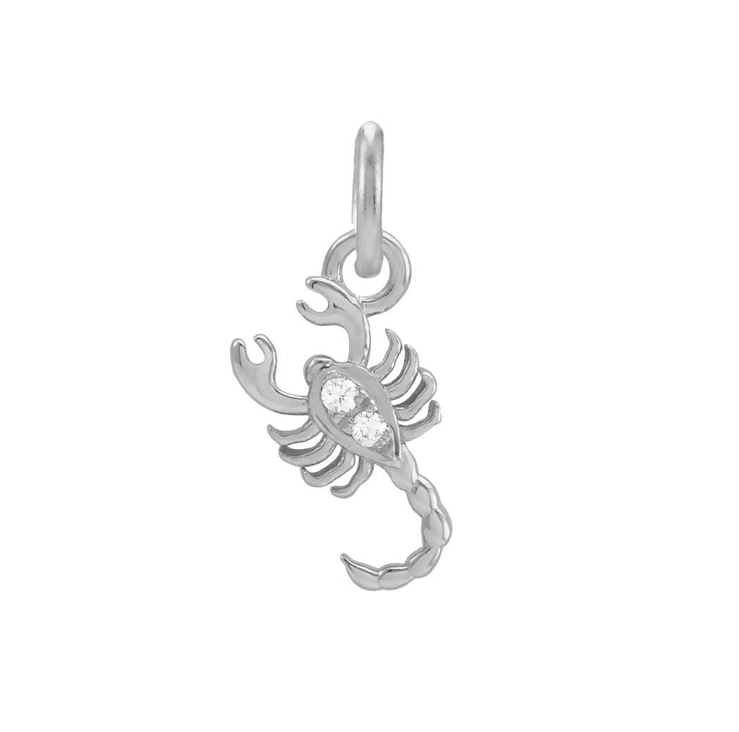 Scorpio zodiac charm in 14K white gold with .01ct diamond