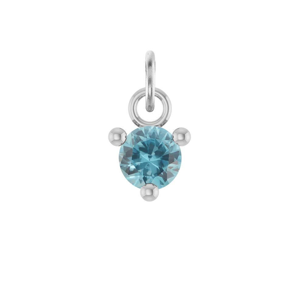 Tiny 14K white gold Swiss Topaz birthstone charm handmade in the USA variant--Swiss-Topaz variant--14K-white-gold