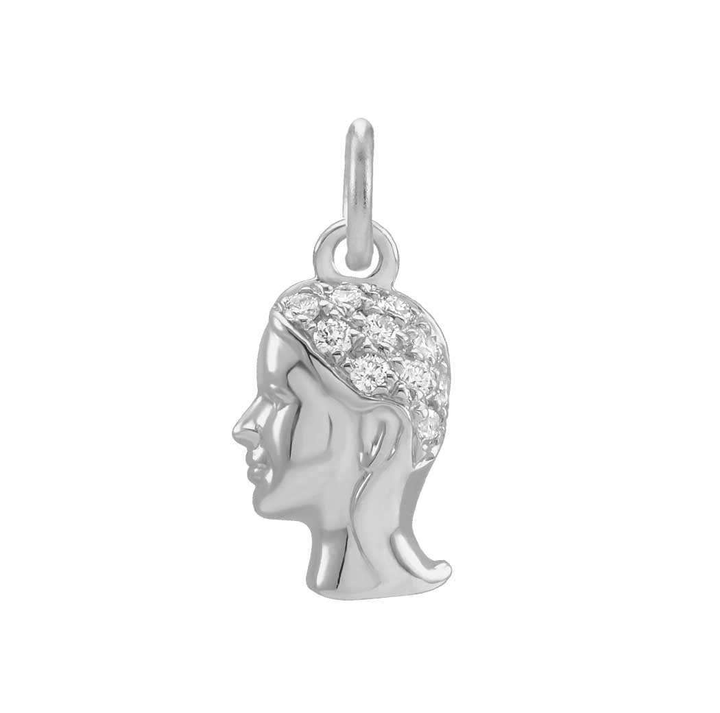 Virgo zodiac charm in 14K white gold with .01ct diamond (Aug 23 - Sep 22) variant--Virgo variant--14K-white-gold