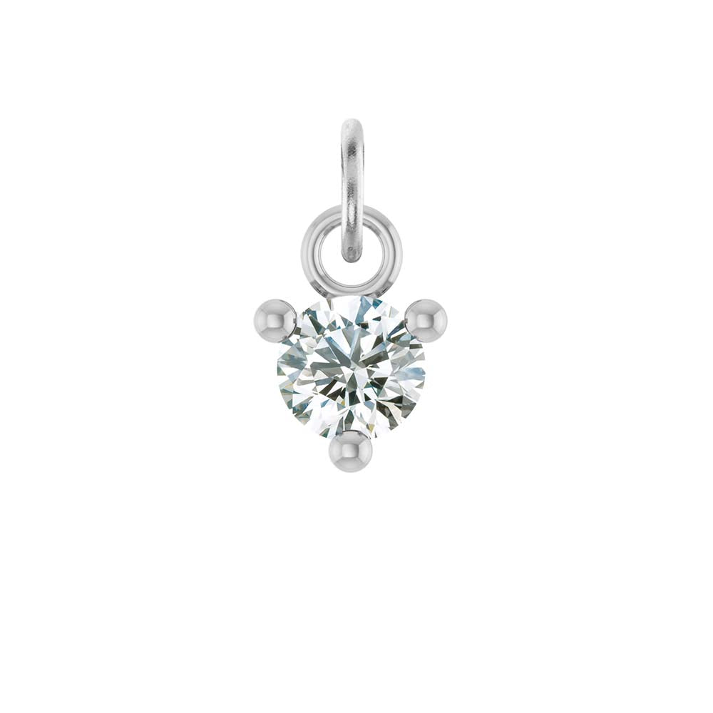 Prong-set 3mm white diamond charm