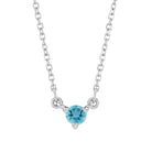 14K white gold-Zircon-Solitaire-Necklace-Lovely-Birthstone-Necklace