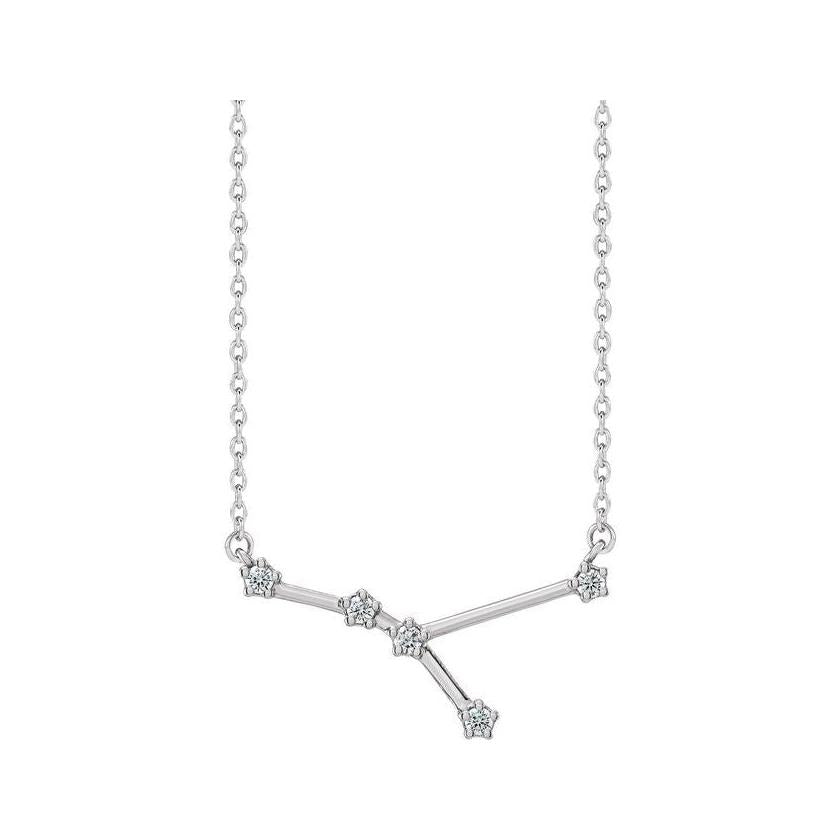Cancer diamond zodiac necklace in 14K gold with celestial charm design variant--14K-white-gold