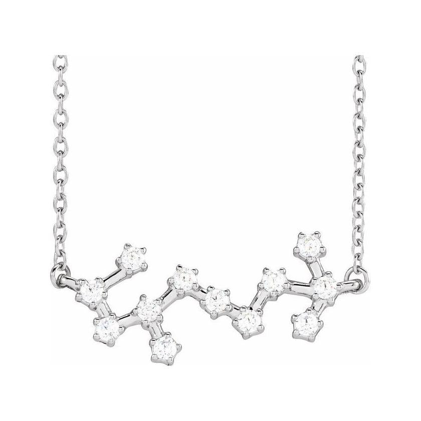 Scorpio diamond zodiac necklace in 14K gold with celestial charm design variant--14K-white-gold