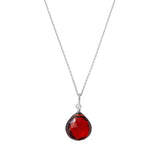 Garnet drop necklace in 14K gold, in sterling silver variant--14K-white-gold variant--Garnet