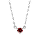 14K white gold birthstone necklace featuring a petite garnet charm on fine chain.