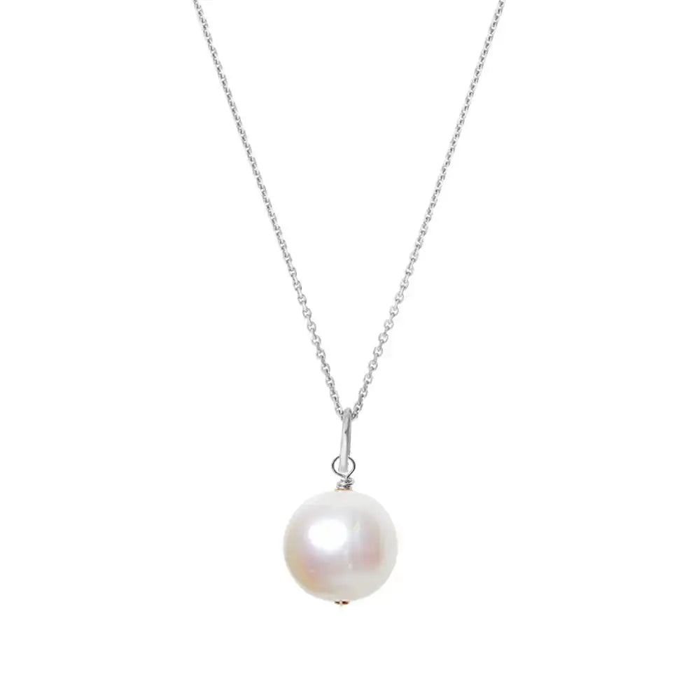 Fine pearl pendant necklace in solid white gold variant--14K-white-gold variant--Pearl