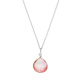 Pink Topaz drop necklace in 14K gold, on white background variant--14K-white-gold variant--Pink-Topaz