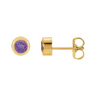 Amethyst 14K yellow gold birthstone earrings in bezel setting, perfect birthday gift