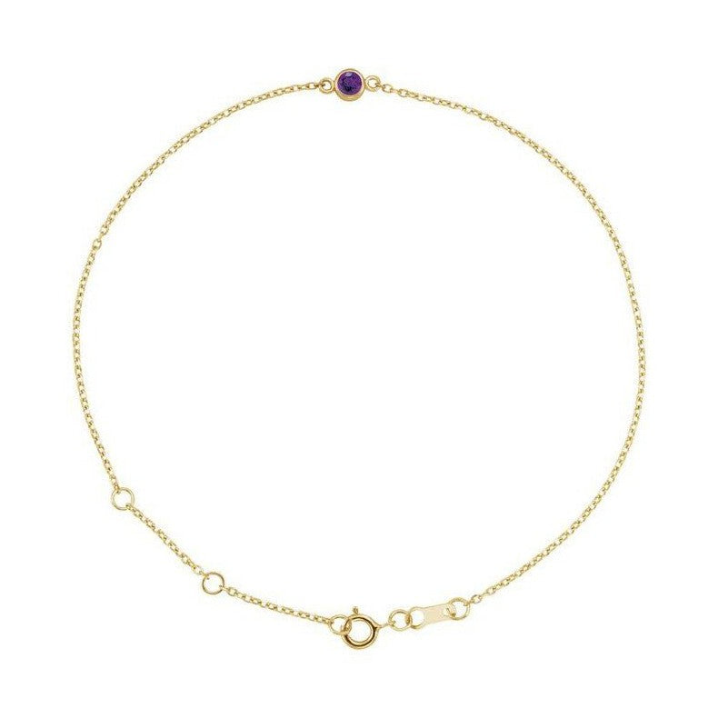 14K yellow gold Amethyst bracelet, 14K yellow gold Amethyst birthstone bracelet, 14K yellow gold Amethyst gemstone bracelet