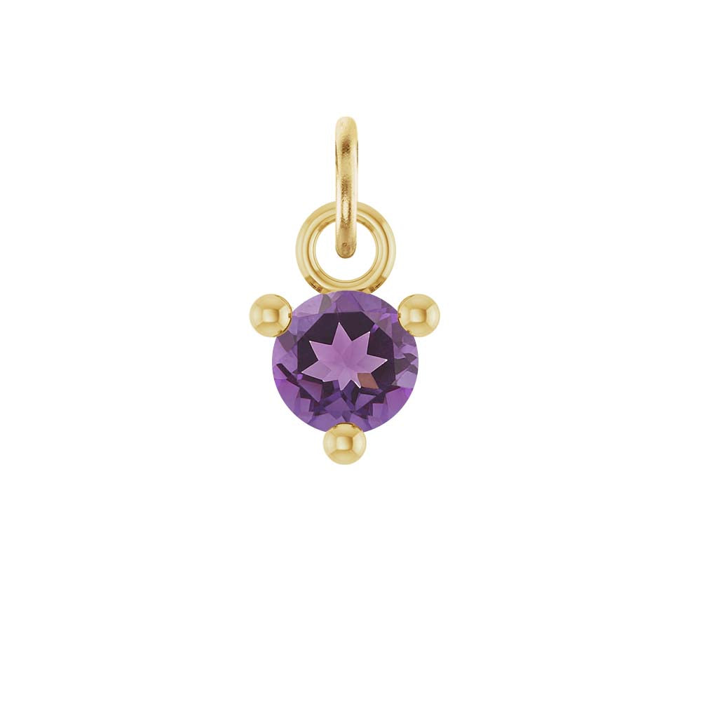 Tiny 14K yellow gold Amethyst birthstone charm handmade in the USA variant--Amethyst variant--14K-yellow-gold
