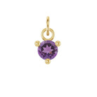 Tiny 14K yellow gold Amethyst birthstone charm handmade in the USA
