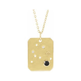 14K yellow gold Aquarius constellation necklace with diamonds and birthstone on gold chain(Jan-20---Feb-18) variant--Aquarius variant--14K-yellow-gold