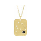 14K yellow gold Aquarius constellation necklace with diamonds and birthstone on gold chain