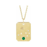 14K yellow gold Aries constellation necklace with diamonds and birthstone on gold chain(Mar-21---Apr-19) variant--Aries variant--14K-yellow-gold