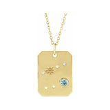 14K yellow gold Cancer constellation necklace with diamonds and birthstone on gold chain(Jun-21---Jul-22) variant--Cancer variant--14K-yellow-gold