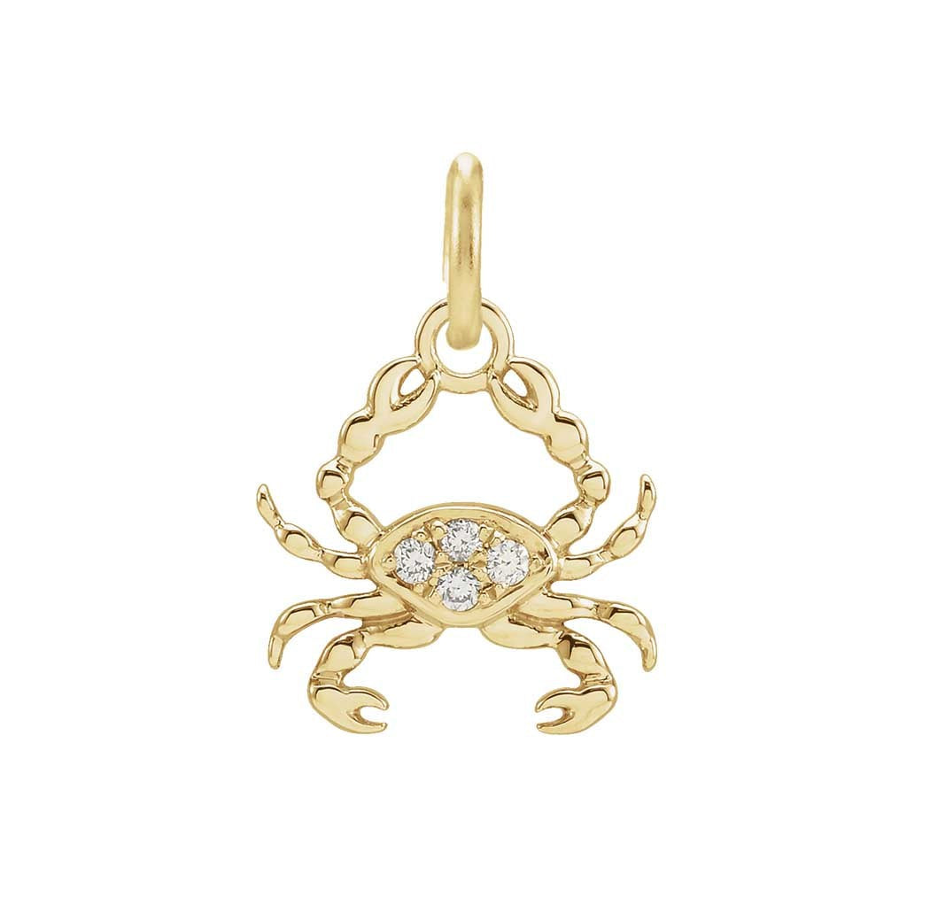 Cancer zodiac charm in 14K gold with pavé diamond detailing