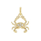 Cancer zodiac charm in 14K gold with pavé diamond detailing