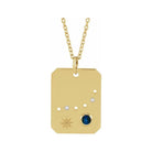 14K yellow gold Capricorn constellation necklace with diamonds and birthstone on gold chain