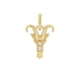 Delicate Capricorn astrology charm featuring tiny diamonds and gold variant--14K-yellow-gold