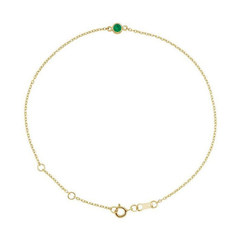 14K yellow gold Emerald bracelet, 14K yellow gold Emerald birthstone bracelet, 14K yellow gold Emerald gemstone bracelet