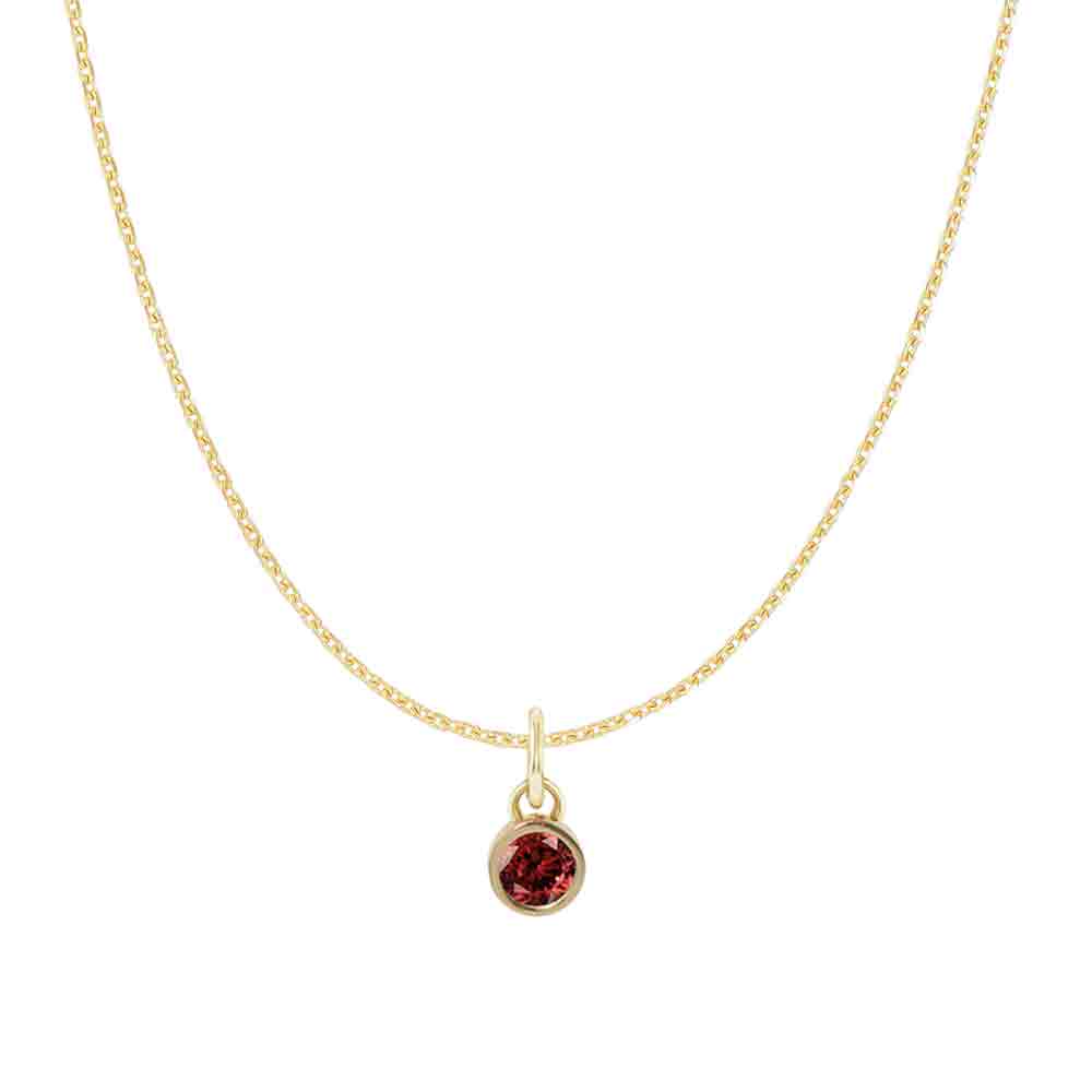 Garnet birthstone necklace ‚crafted in 14K gold with a vivid birthstone centerpiece