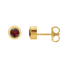 Garnet 14K yellow gold birthstone earrings in bezel setting, perfect birthday gift
