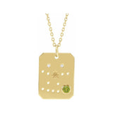 14K yellow gold Gemini constellation necklace with diamonds and birthstone on gold chain(May-21---Jun-20) variant--Gemini variant--14K-yellow-gold