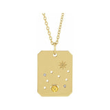 14K yellow gold Leo constellation necklace with diamonds and birthstone on gold chain(Jul-23---Aug-22) variant--Leo variant--14K-yellow-gold