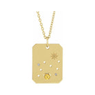 14K yellow gold Leo constellation necklace with diamonds and birthstone on gold chain