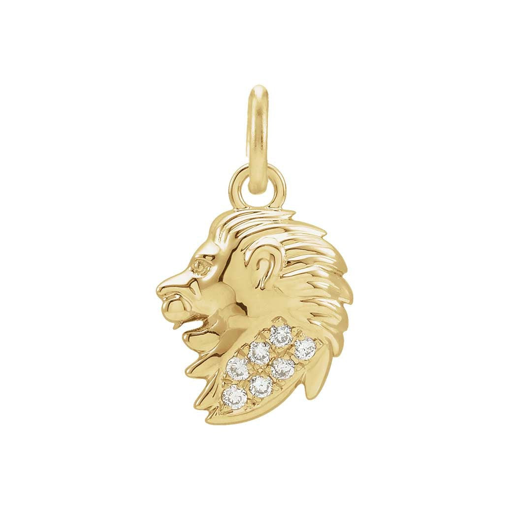 Leo zodiac charm in 14K yellow gold with .01ct diamond