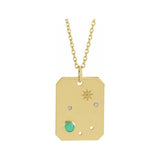 14K yellow gold Libra constellation necklace with diamonds and birthstone on gold chain(Sep-23---Oct-22) variant--Libra variant--14K-yellow-gold