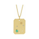 14K yellow gold Libra constellation necklace with diamonds and birthstone on gold chain