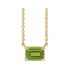 Elegant emerald-cut peridot pendant in 14K white gold‚Äîrefined birthstone necklace with timeless appeal