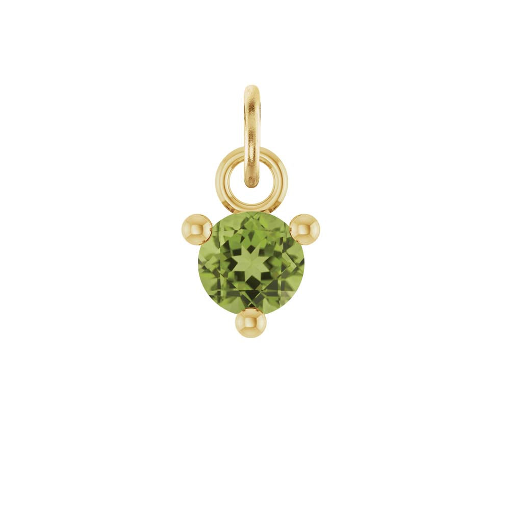 Tiny 14K yellow gold Peridot birthstone charm handmade in the USA