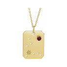 14K yellow gold Pisces constellation necklace with diamonds and birthstone on gold chain
