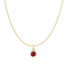 Handmade 14K yellow gold-Ruby-Birthstone Charm Necklace makes a peferfect birthstone gift