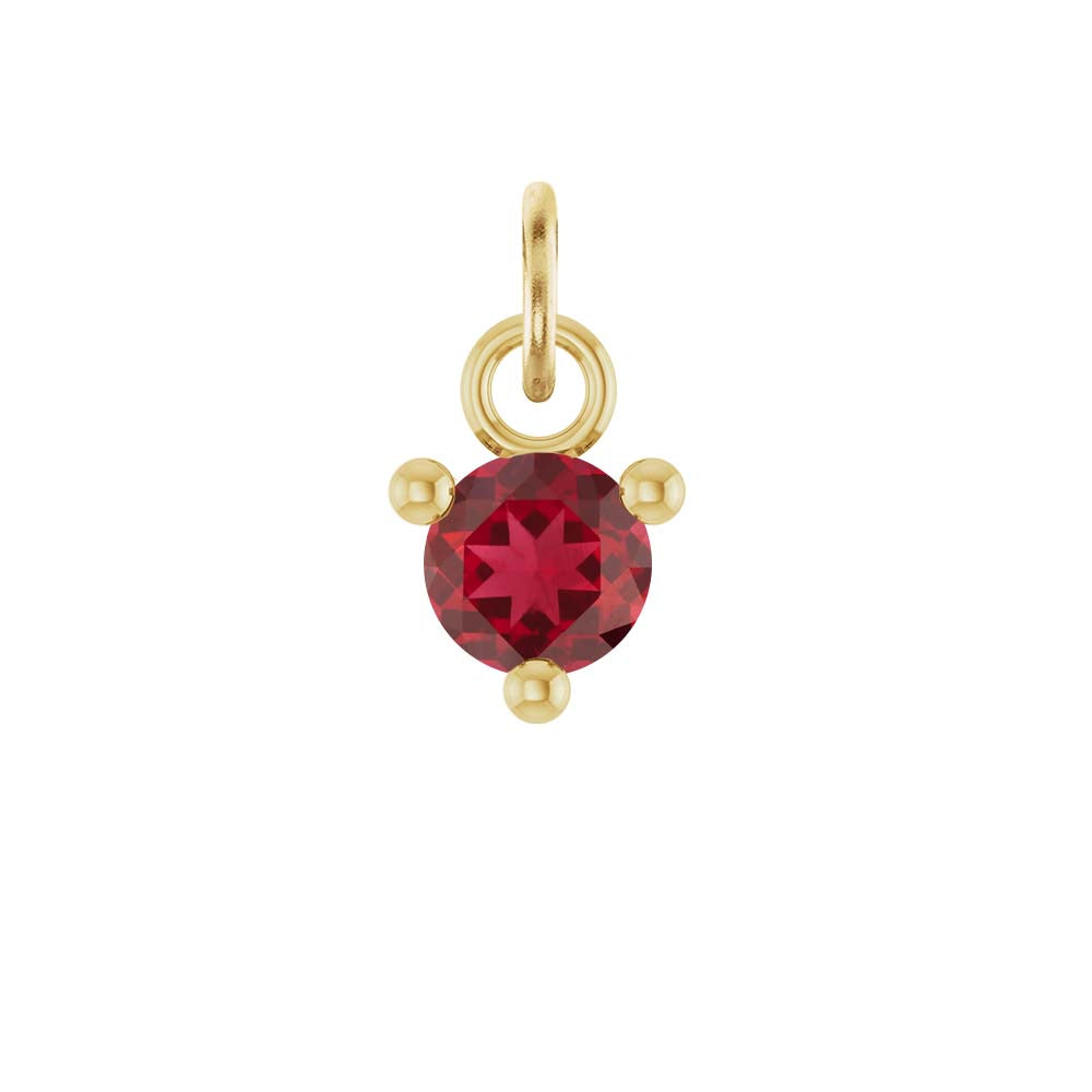 Tiny 14K yellow gold Ruby birthstone charm handmade in the USA