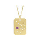14K yellow gold Sagittarius constellation necklace with diamonds and birthstone on gold chain
