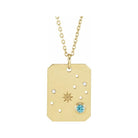 14K yellow gold Scorpio constellation necklace with diamonds and birthstone on gold chain