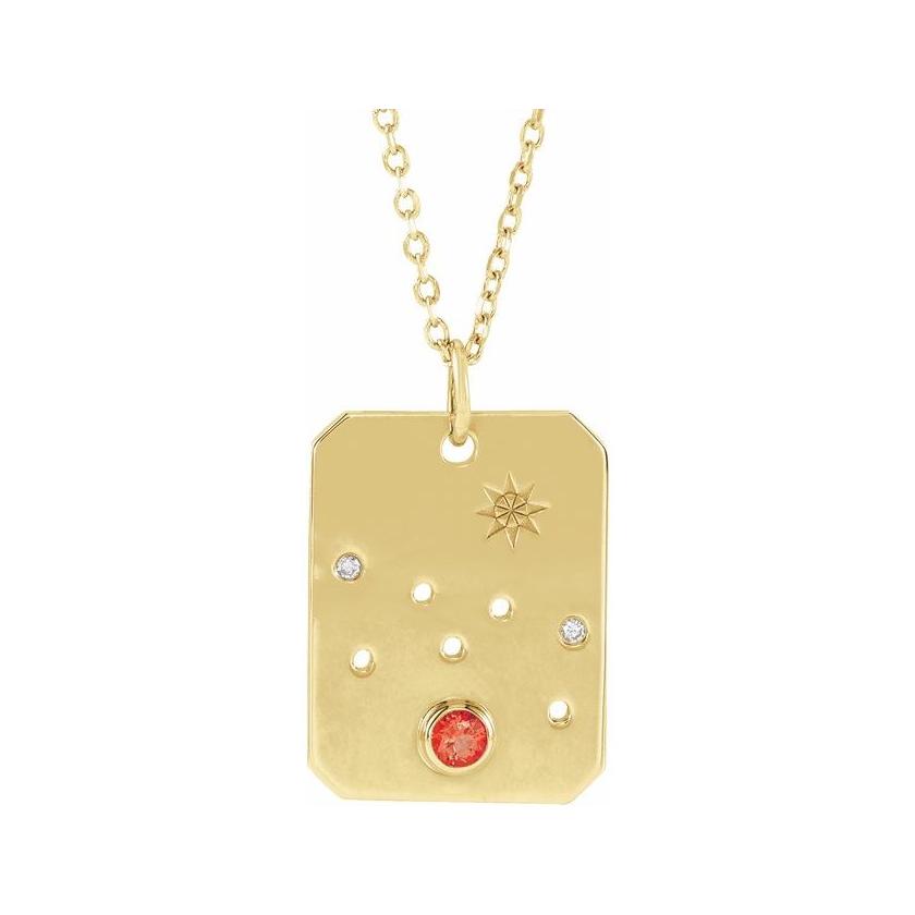 14K yellow gold Taurus constellation necklace with diamonds and birthstone on gold chain(Apr-20---May-20) variant--Taurus variant--14K-yellow-gold