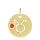 14K yellow gold Taurus Gemstone Zodiac Charm, Taurus gemstone charm, Taurus charm