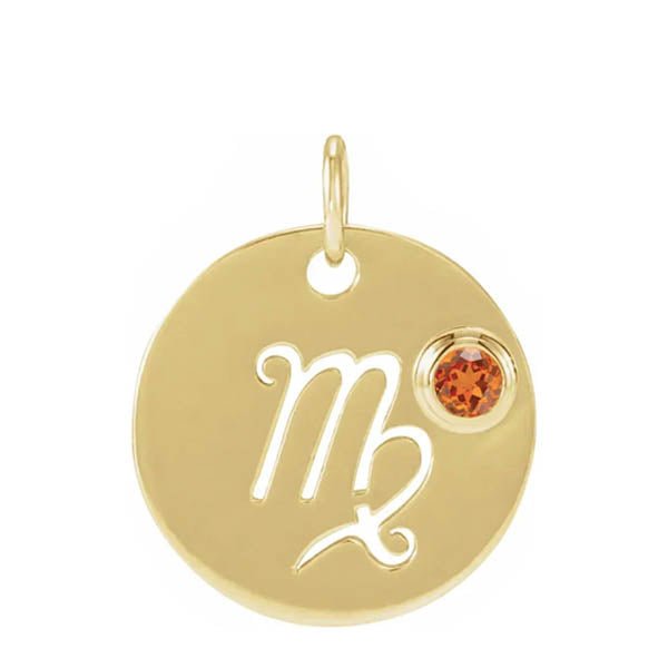 14K yellow gold Virgo Gemstone Zodiac Charm, Virgo gemstone charm, Virgo charm (Aug 23 - Sep 22) variant--Virgo variant--14K-yellow-gold