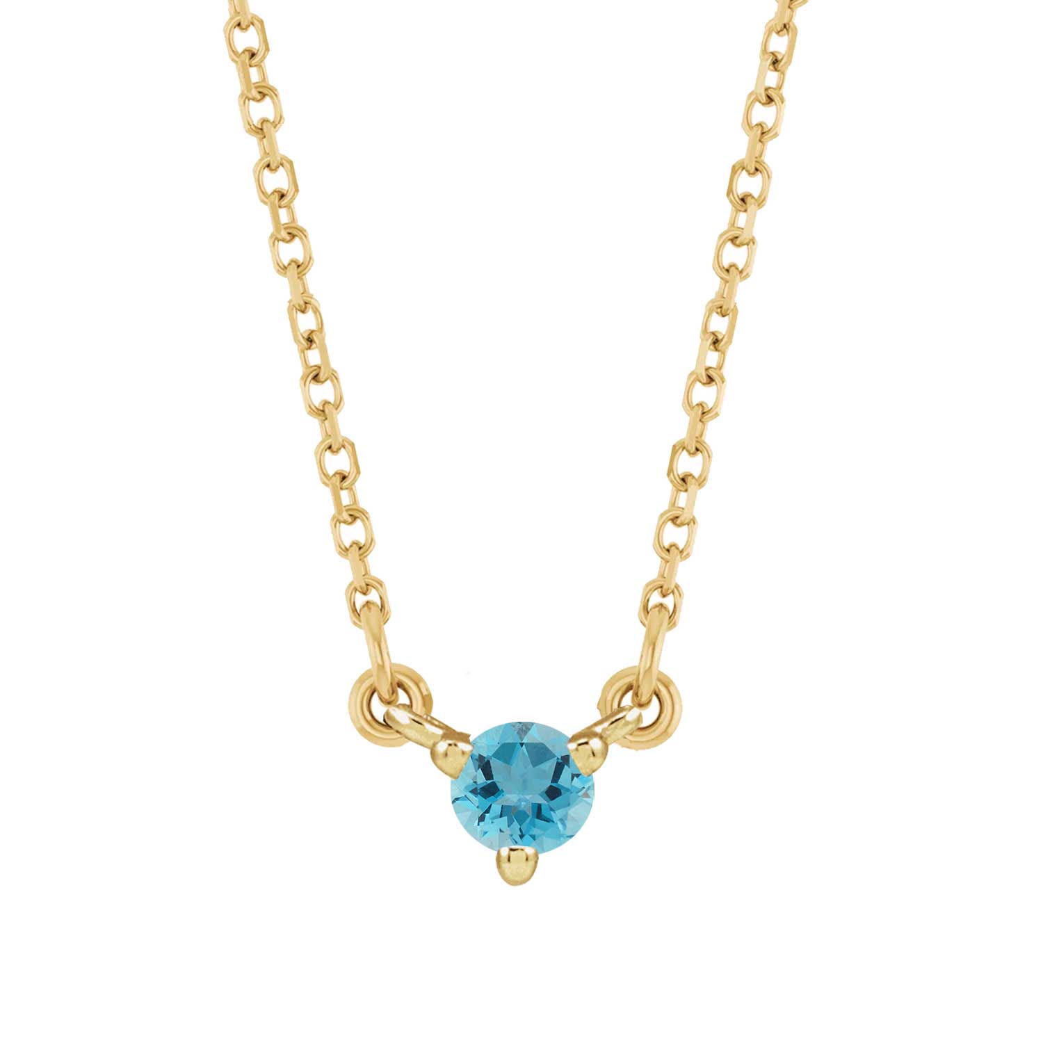 14K yellow gold-Zircon-Solitaire-Necklace-Lovely-Birthstone-Necklace