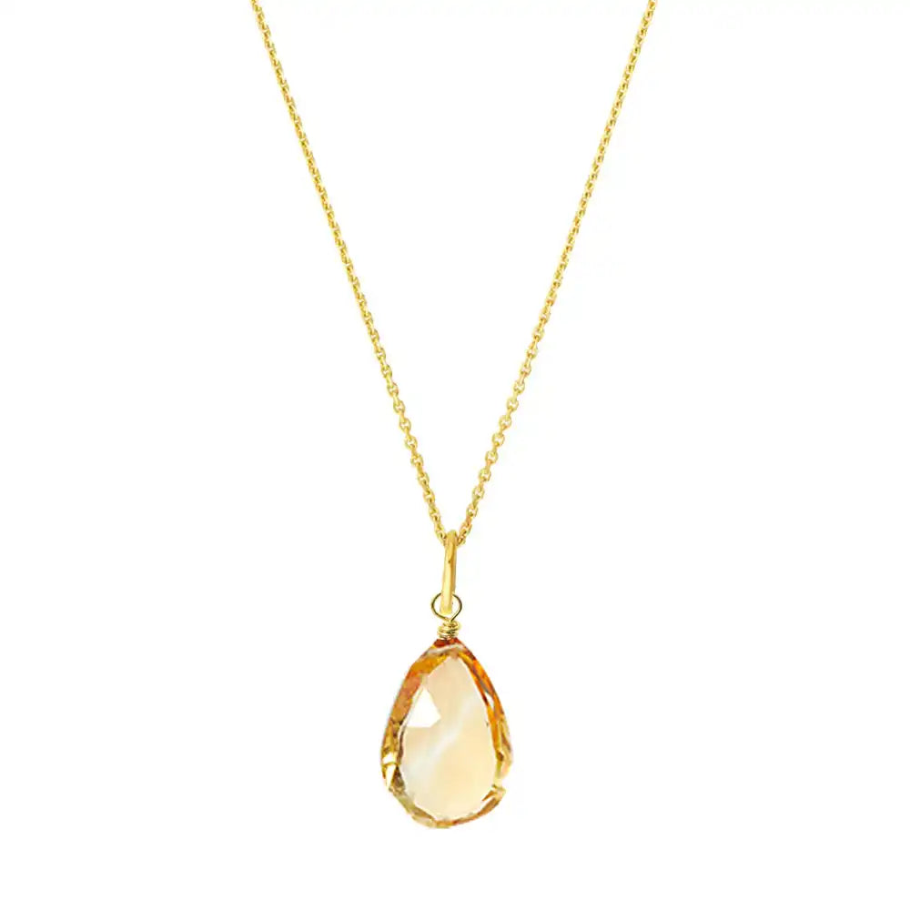 14K yellow gold citrine necklace with golden gemstone variant--14K-yellow-gold variant--Citrine