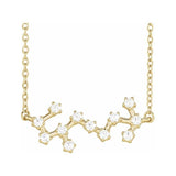 Minimalist Scorpio necklace featuring pave diamond constellation in solid gold variant--14K-yellow-gold